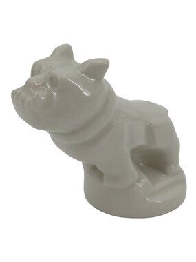 VTG White Ceramic Mack Truck Bulldog Dog 2.6in Statue Figurine Trucking Mascot